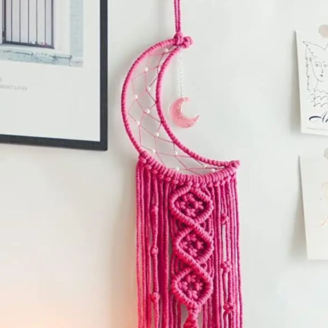 Attrape Reve Lumineux "ShambalaLight" Fuschia Macramé&Co | La décoration bohème de votre intérieur