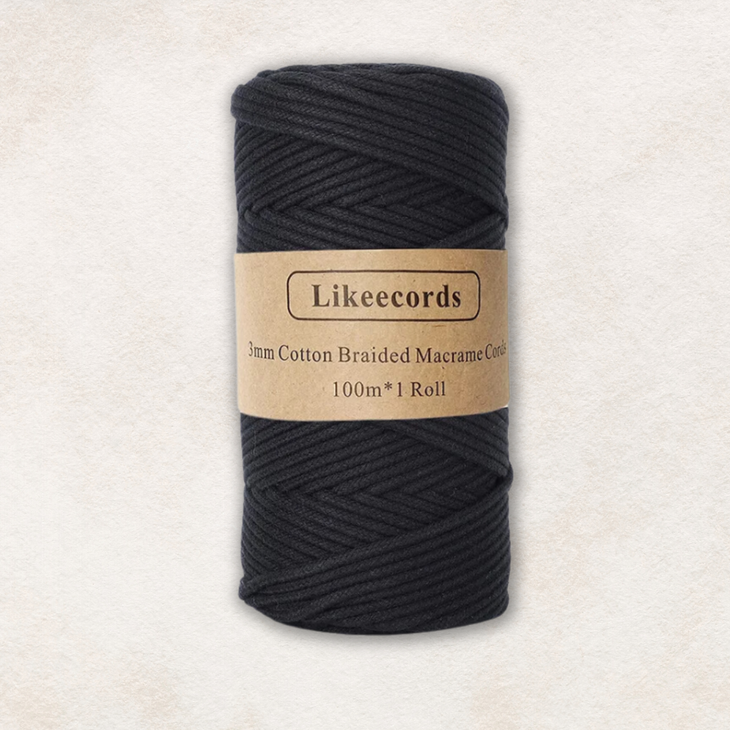 Corde Tressée 3mm Noir Fumé Macramé&Co | La décoration bohème de votre intérieur