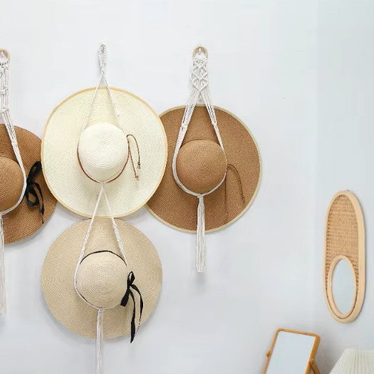 Support Mural Macramé pour Chapeau