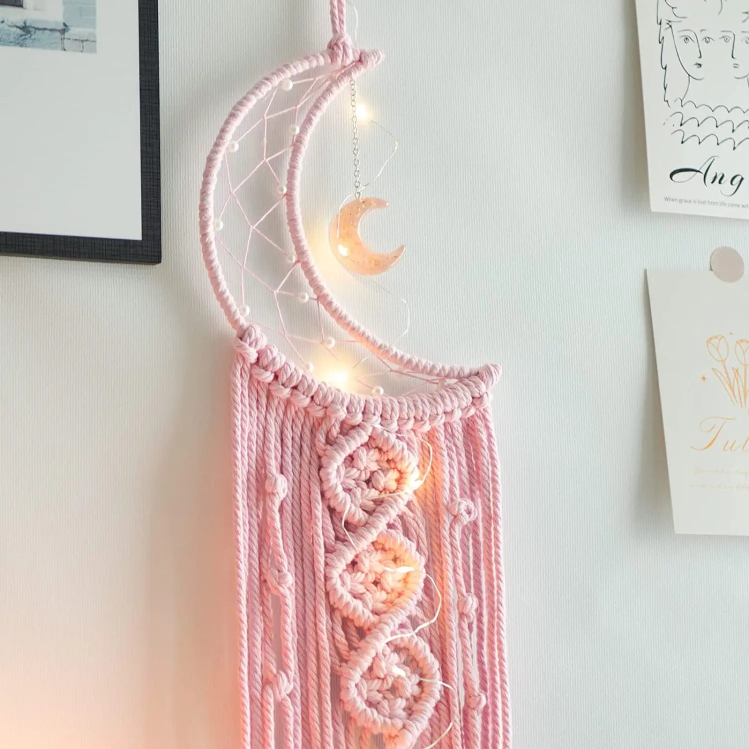 Attrape Reve Déco Murale "Shambala" Rose Macramé&Co | La décoration bohème de votre intérieur