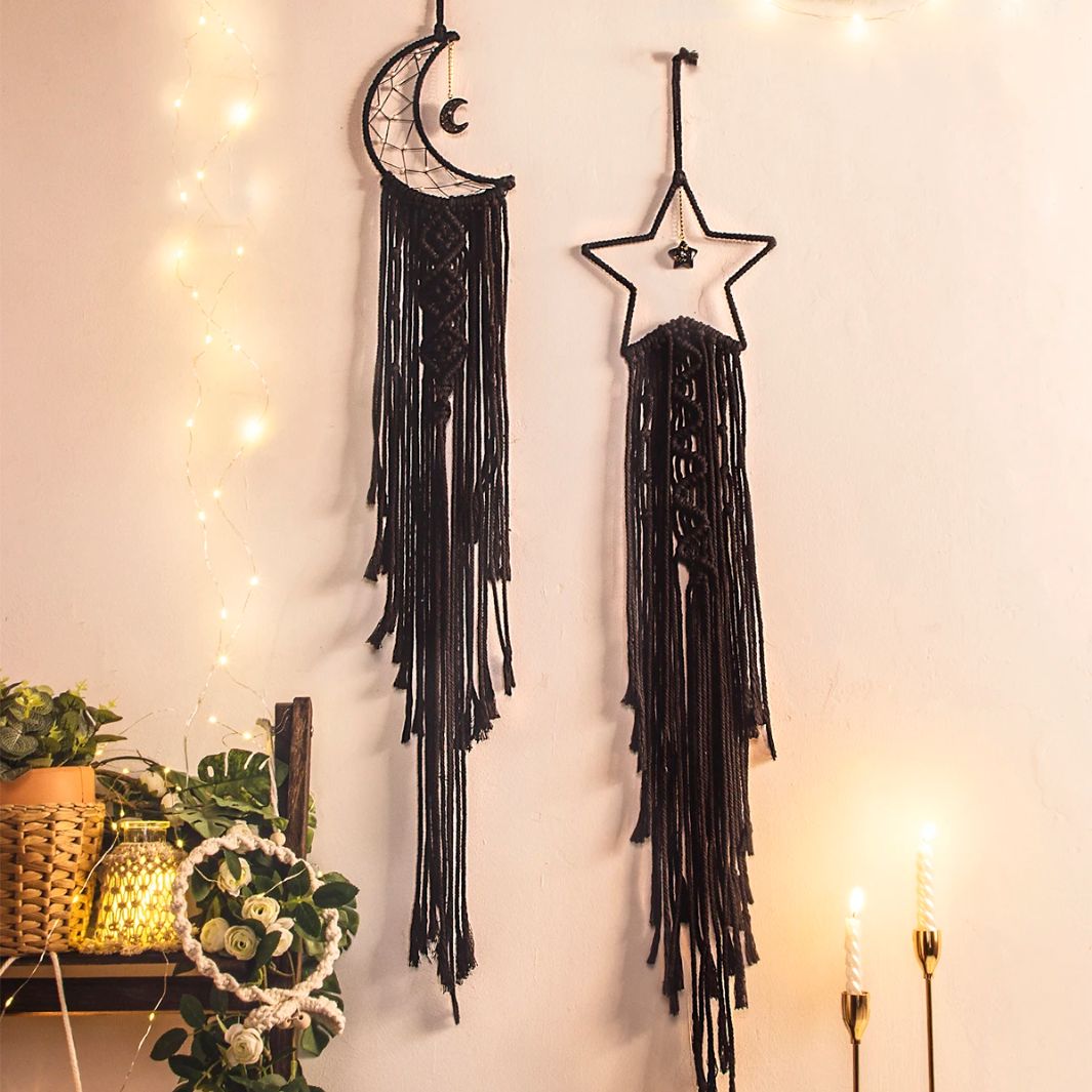 Attrape Reve Noir "Esmeralda" Macramé&Co | La décoration bohème de votre intérieur