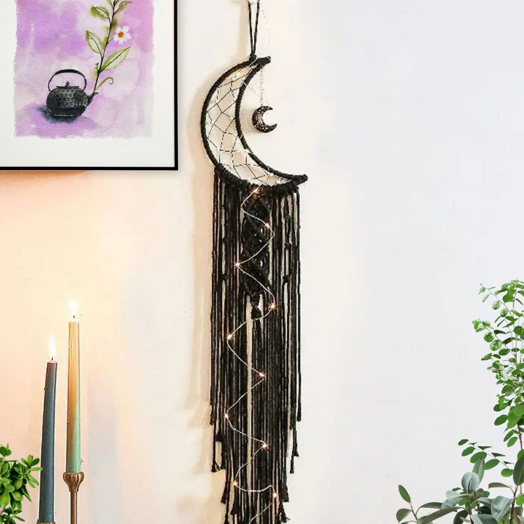 Attrape Reve Noir "Esmeralda" Macramé&Co | La décoration bohème de votre intérieur