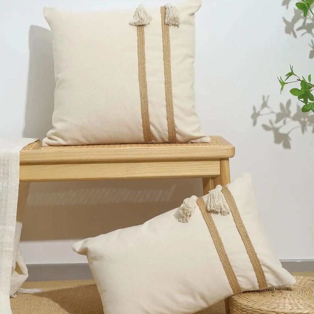 Coussin Beige "Maria" 45cmx45cm Macramé&Co | La décoration bohème de votre intérieur