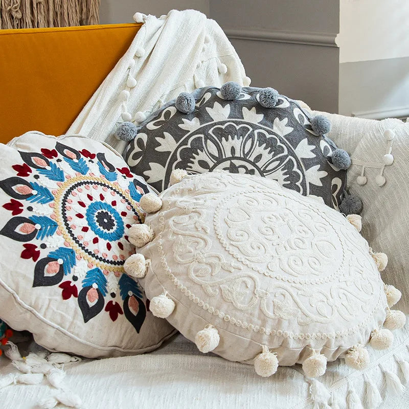 Coussin de Sol Rond "Foggia" Macramé&Co | La décoration bohème de votre intérieur