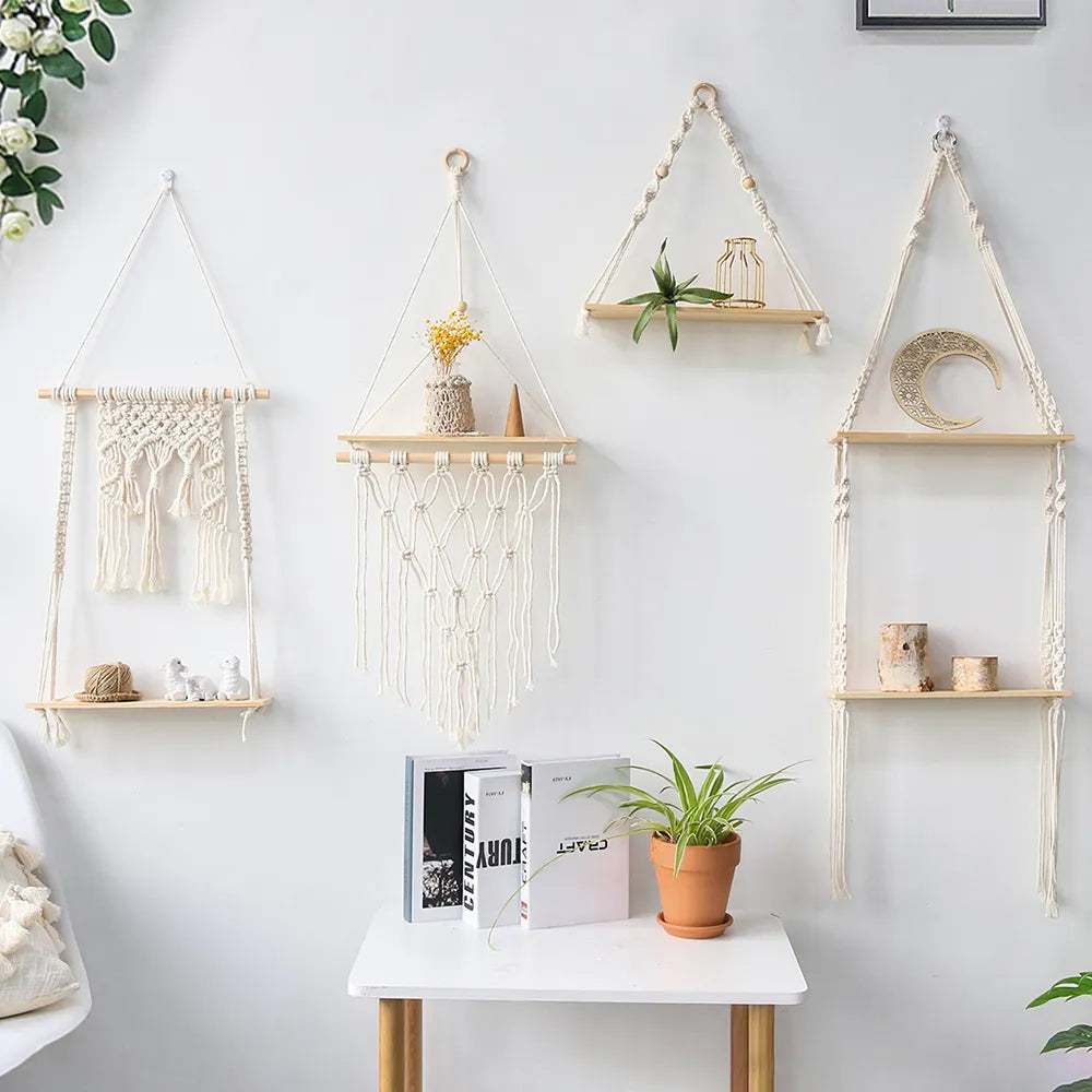 Étagère Macramé Perles "Nieve" Macramé&Co | La décoration bohème de votre intérieur