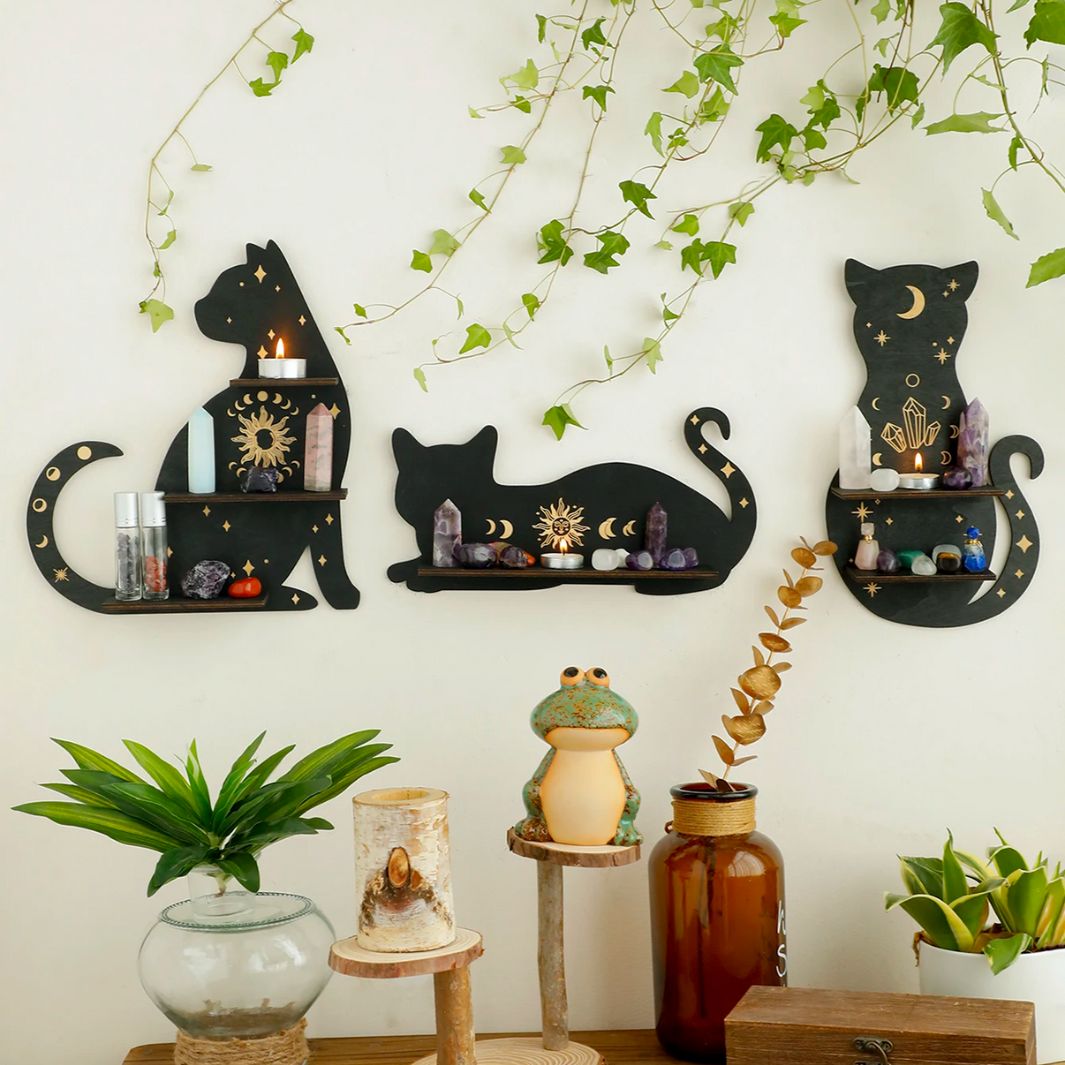 Étagère Noire en Bois "Matou" Macramé&Co | La décoration bohème de votre intérieur