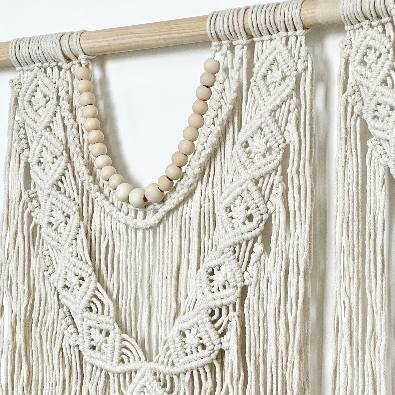 Macramé Mural avec Perles "Esperanza" Support en bois Macramé&Co