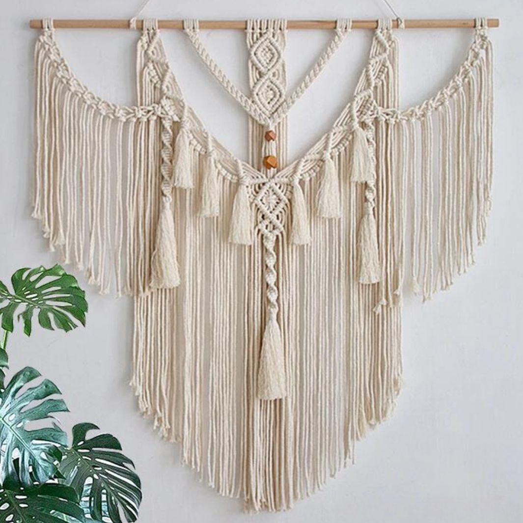 Macramé Mural Torsadé "Ipanema" Support en bois Macramé&Co