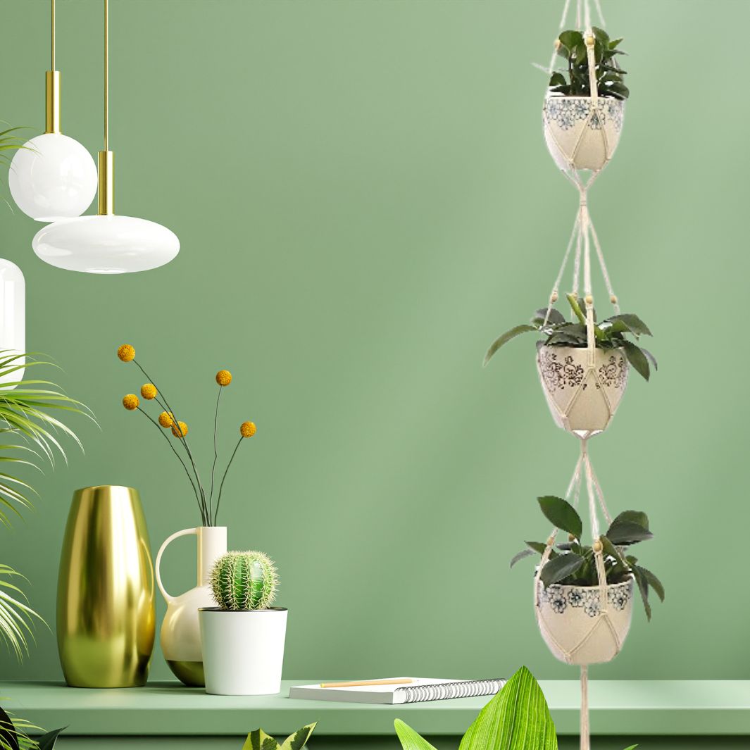 Macramé Suspension Pot "3 plantes" Macramé&Co | La décoration bohème de votre intérieur