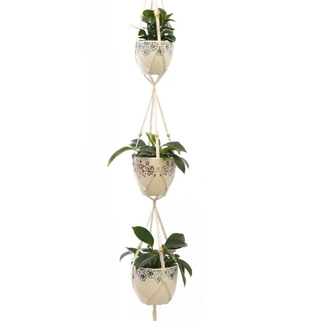 Macramé Suspension Pot "3 plantes" Macramé&Co | La décoration bohème de votre intérieur