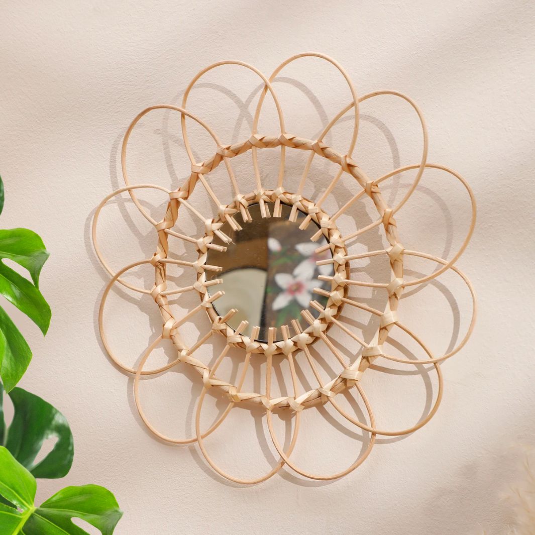 Miroir Fleur Rotin Macramé&Co | La décoration bohème de votre intérieur
