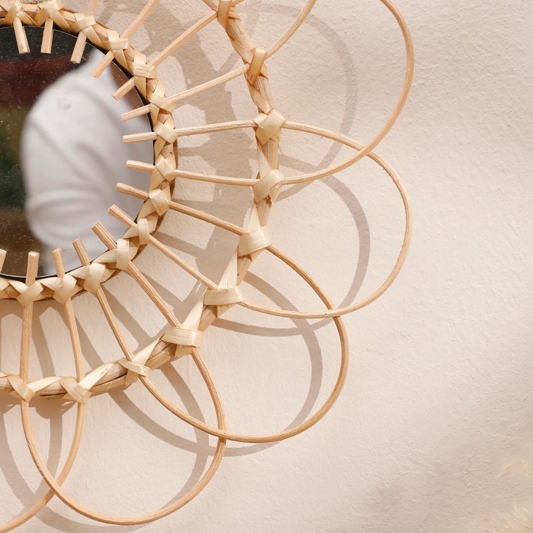 Miroir Fleur Rotin Macramé&Co | La décoration bohème de votre intérieur