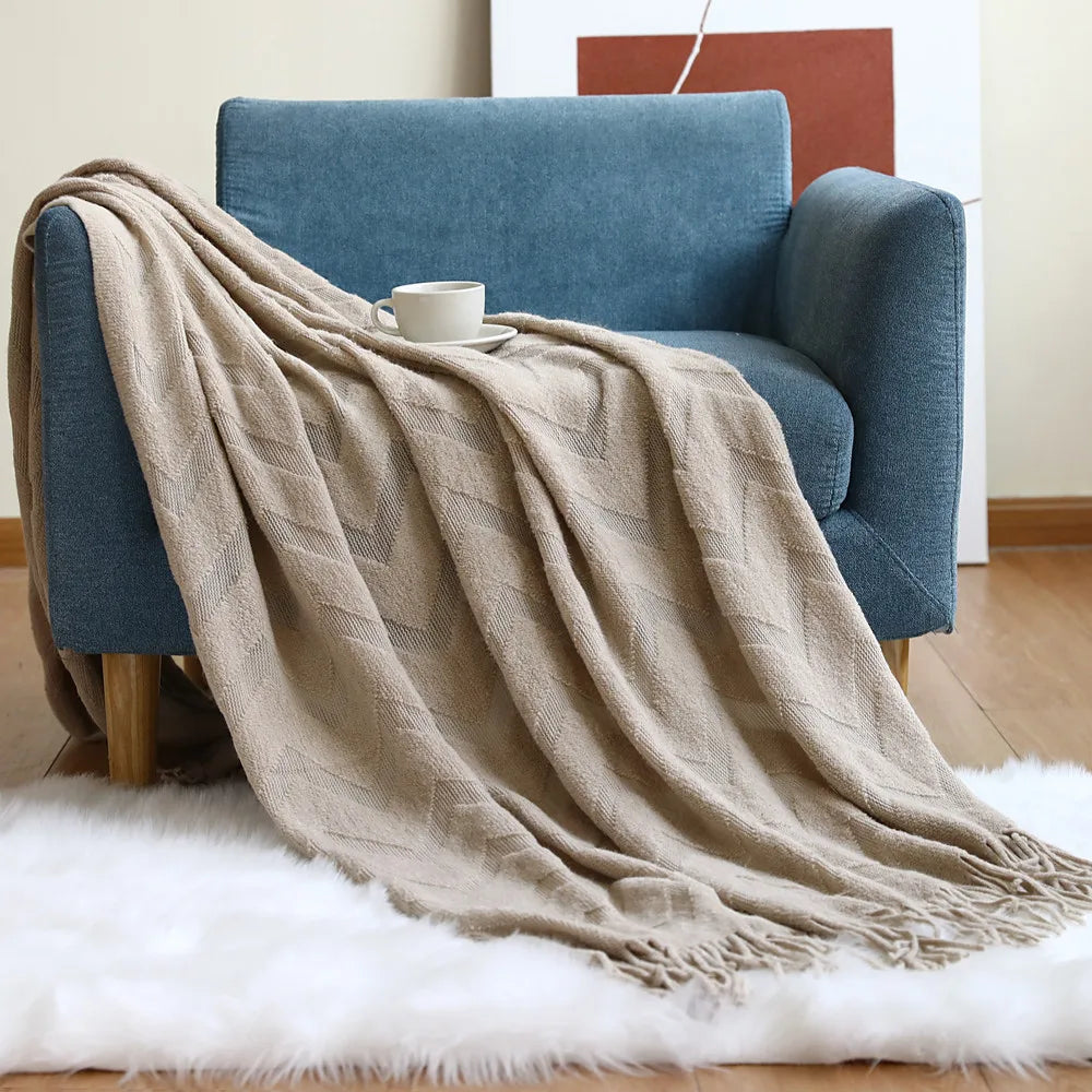 Plaid Beige "Abomey" Beige Macramé&Co | La décoration bohème de votre intérieur