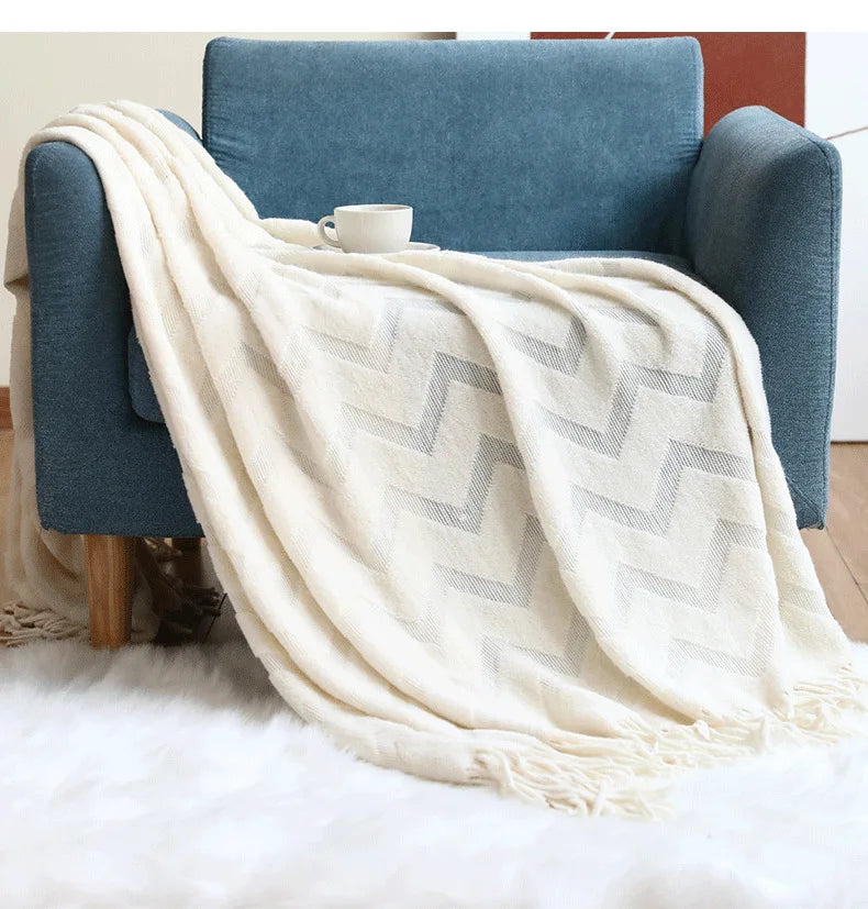 Plaid Gris "Mora" Écru Macramé&Co | La décoration bohème de votre intérieur