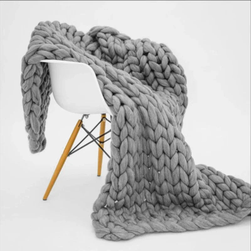 Plaid Grosse Maille "Joha" Gris Macramé&Co | La décoration bohème de votre intérieur