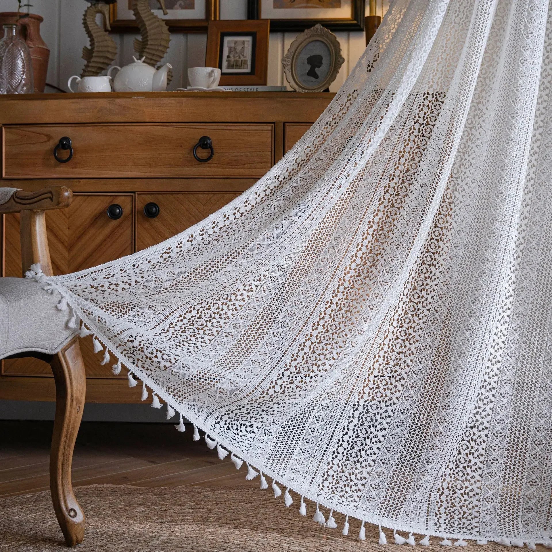 Rideau Blanc "Sheffield" Largeur 150xH130cm / Ourlet simple Macramé&Co | La décoration bohème de votre intérieur