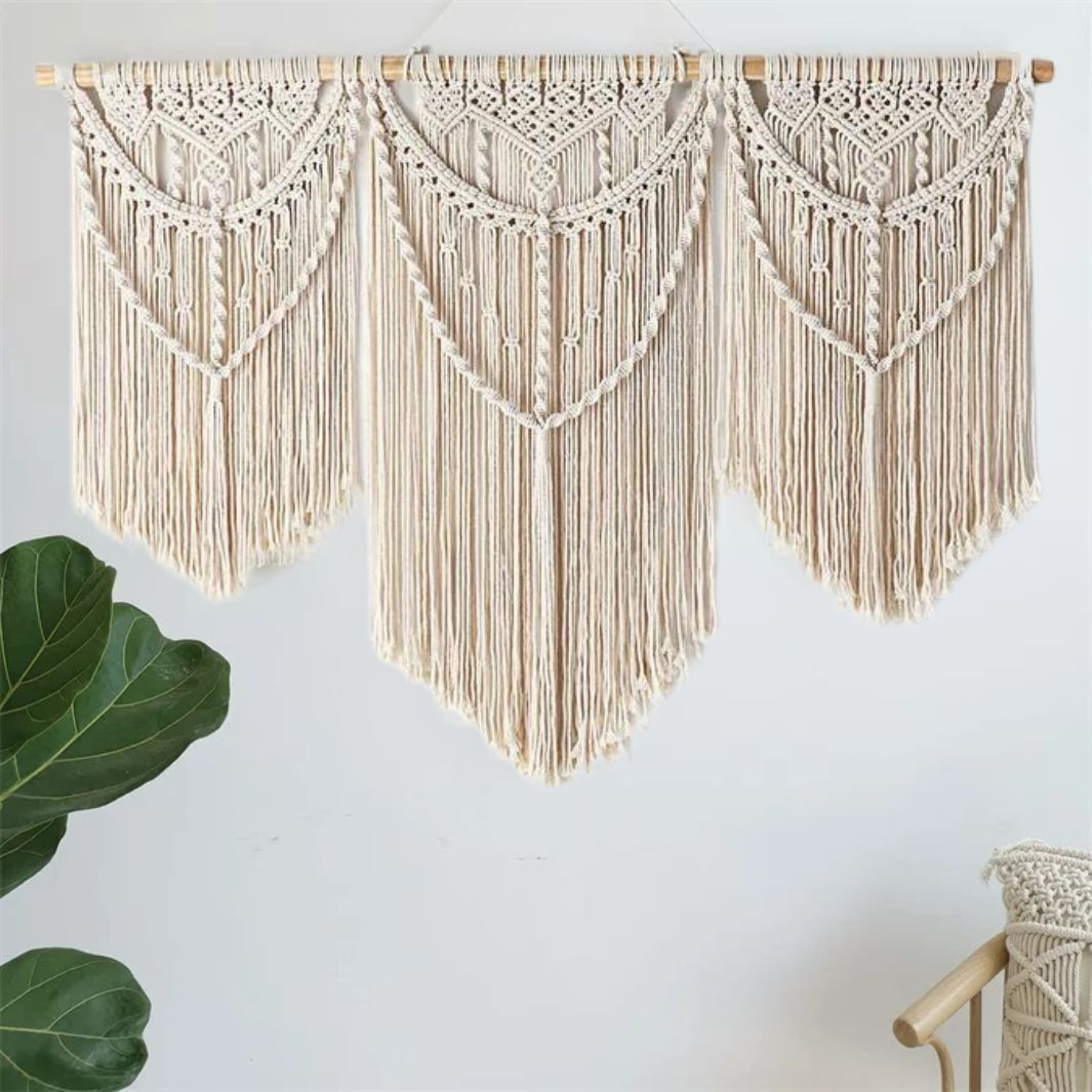 Tapisserie Murale Macramé "Abeba" Support en bois Macramé&Co