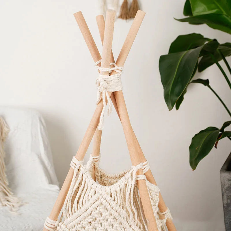 Tente de Jeu pour Enfant "Chayton" Support en bois Macramé&Co | La décoration bohème de votre intérieur